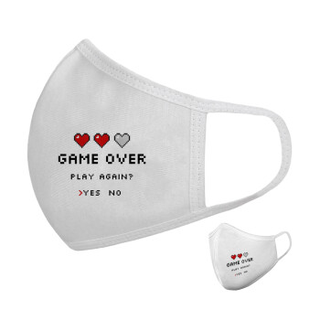 GAME OVER, Play again? YES - NO, Μάσκα υφασμάτινη υψηλής άνεσης παιδική (Δώρο πλαστική θήκη)