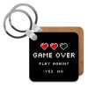 GAME OVER, Play again? YES - NO, Μπρελόκ Ξύλινο τετράγωνο MDF 5cm (3mm πάχος)