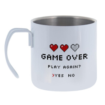 GAME OVER, Play again? YES - NO, Mug Stainless steel double wall 400ml