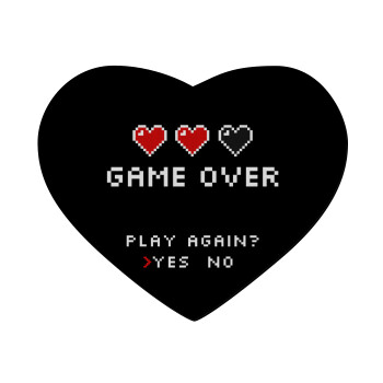 GAME OVER, Play again? YES - NO, Mousepad καρδιά 23x20cm