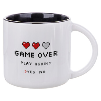 GAME OVER, Play again? YES - NO, Κούπα κεραμική 400ml Λευκή/Μαύρη
