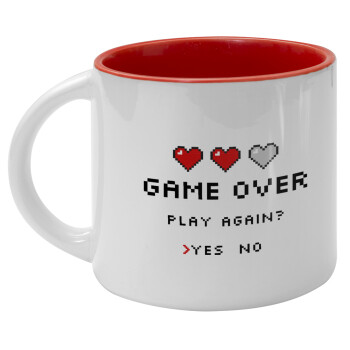 GAME OVER, Play again? YES - NO, Κούπα κεραμική 400ml Λευκή/Κόκκινη