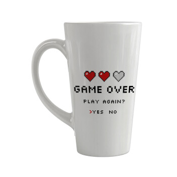 GAME OVER, Play again? YES - NO, Κούπα κωνική Latte Μεγάλη, κεραμική, 450ml
