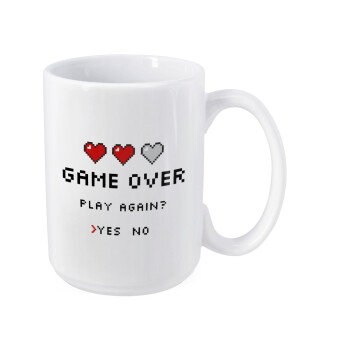 GAME OVER, Play again? YES - NO, Κούπα Mega, κεραμική, 450ml