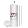 Tumbler stainless steel 600ml, with metal straw & cleaning brush