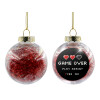 Transparent Christmas tree ball ornament with red filling 8cm