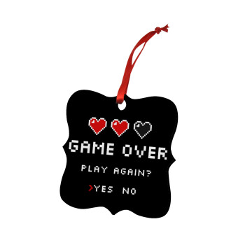 GAME OVER, Play again? YES - NO, Christmas ornament polygon wooden 7.5cm
