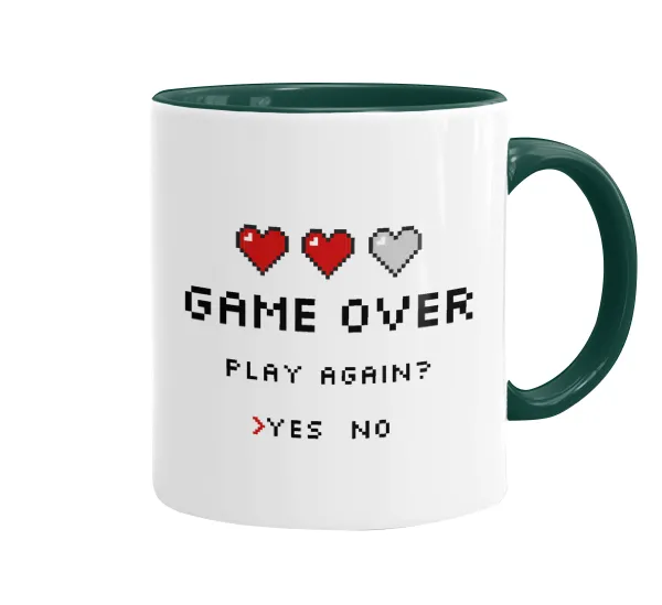 GAME OVER — Mug colored green, ceramic, 330ml