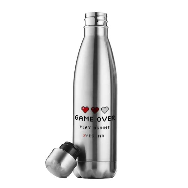 GAME OVER — Μεταλλικό παγούρι θερμός Inox (Stainless steel), διπλού τοιχώματος, 500ml