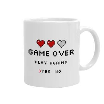 GAME OVER, Play again? YES - NO, Ceramic coffee mug, 330ml