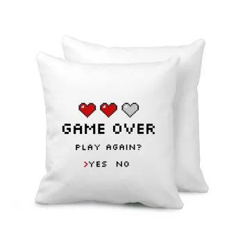 GAME OVER, Play again? YES - NO, Μαξιλάρι καναπέ 40x40cm περιέχεται το  γέμισμα