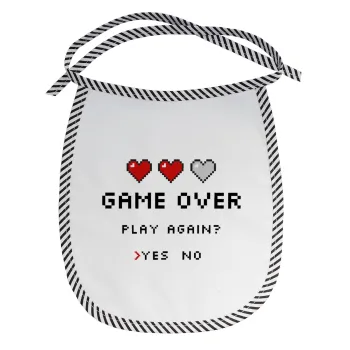 GAME OVER, Play again? YES - NO, Σαλιάρα μωρού αλέκιαστη με κορδόνι Μαύρη