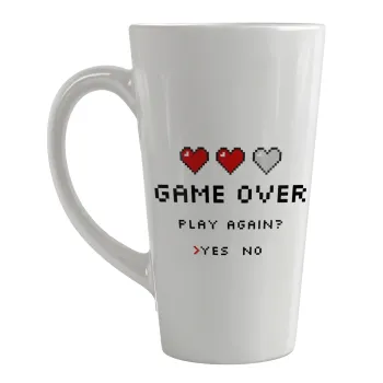 GAME OVER, Play again? YES - NO, Κούπα κωνική Latte Μεγάλη, κεραμική, 450ml