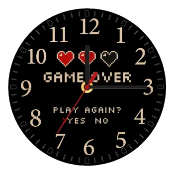 GAME OVER, Play again? YES - NO, Ρολόι τοίχου ξύλινο plywood (20cm)