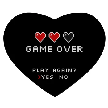 GAME OVER, Play again? YES - NO, Mousepad heart 23x20cm