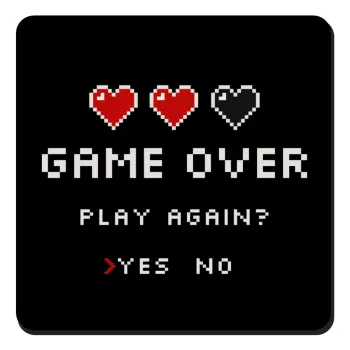 GAME OVER, Play again? YES - NO, Τετράγωνο μαγνητάκι ξύλινο 9x9cm