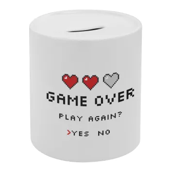 GAME OVER, Play again? YES - NO, Κουμπαράς πορσελάνης με τάπα