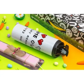 GAME OVER, Play again? YES - NO, Πασχαλινή Λαμπάδα με Travel Tumbler θερμό με διπλό καπάκι (600ml, BPA free) & κερί αρωματικό πλακέ (30cm) (ΡΟΖ)