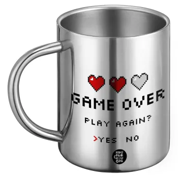 GAME OVER, Play again? YES - NO, BIG Mug Stainless steel double wall (450ml)