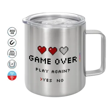 GAME OVER, Play again? YES - NO, Κούπα Ανοξείδωτη διπλού τοιχώματος 300ml