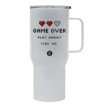 GAME OVER, Play again? YES - NO, Tumbler με καπάκι, διπλού τοιχώματος (θερμό) 750L
