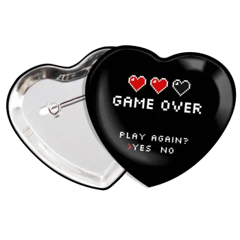 GAME OVER, Play again? YES - NO, Κονκάρδα παραμάνα καρδιά (57x52mm)