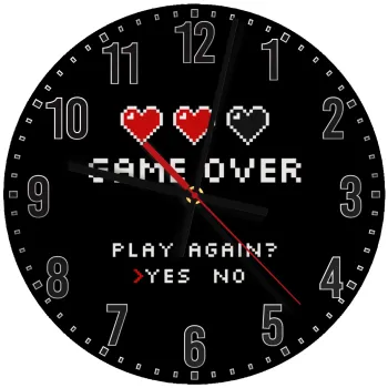 GAME OVER, Play again? YES - NO, Ρολόι τοίχου ξύλινο (30cm)