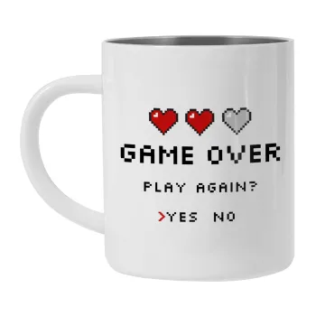 GAME OVER, Play again? YES - NO, Κούπα Ανοξείδωτη διπλού τοιχώματος 300ml