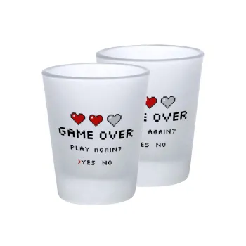 GAME OVER, Play again? YES - NO, Σφηνοπότηρα γυάλινα 45ml του πάγου (2 τεμάχια)