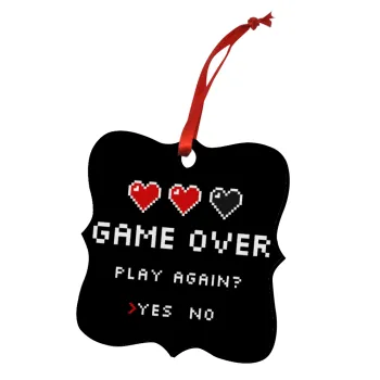 GAME OVER, Play again? YES - NO, Στολίδι Χριστουγεννιάτικο στολίδι polygon ξύλινο 7.5cm