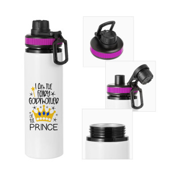 I am the fairy Godmother of the Prince, Metallic water bottle with safety lid, 850ml aluminum