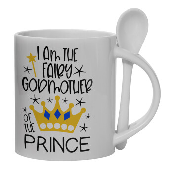 I am the fairy Godmother of the Prince, Ceramic coffee mug with Spoon, 330ml (1pcs)