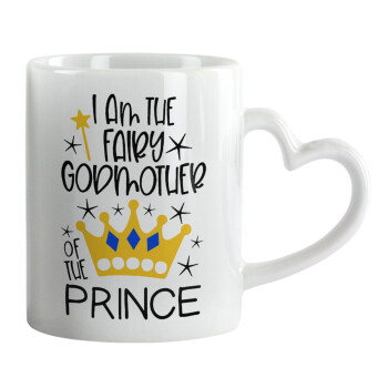I am the fairy Godmother of the Prince, Mug heart handle, ceramic, 330ml