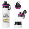 Metallic water bottle with safety lid, 850ml aluminum