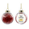 Transparent Christmas tree ball ornament with red filling 8cm