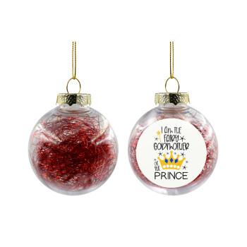 I am the fairy Godmother of the Prince, Χριστουγεννιάτικη μπάλα δένδρου διάφανη με κόκκινο γέμισμα 8cm