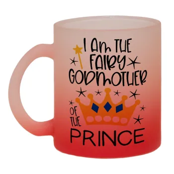 I am the fairy Godmother of the Prince, Κούπα γυάλινη δίχρωμη με βάση το κόκκινο ματ, 330ml