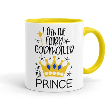 I am the fairy Godmother of the Prince, Mug colored yellow, ceramic, 330ml