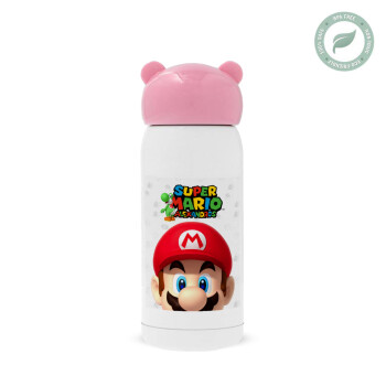 Super mario head, Ροζ ανοξείδωτο παγούρι θερμό (Stainless steel), 320ml