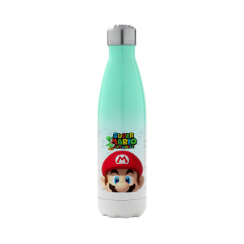 Super mario head, Metal mug thermos Green/White (Stainless steel), double wall, 500ml