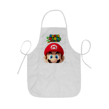 Super mario head, Ποδιά Σεφ ολόσωμη κοντή  Παιδική (44x62cm)