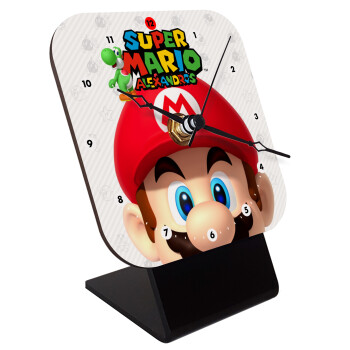 Super mario head, Quartz Wooden table clock with hands (10cm)