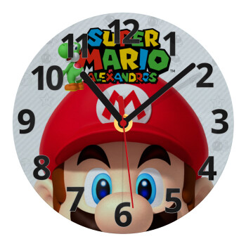 Super mario head, Ρολόι τοίχου γυάλινο (20cm)