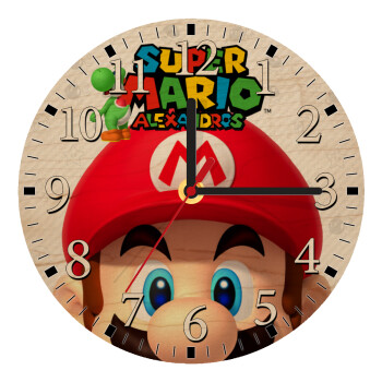 Super mario head, Ρολόι τοίχου ξύλινο plywood (20cm)
