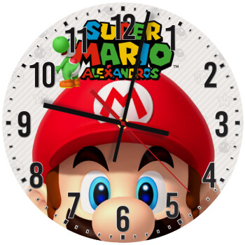 Super mario head, Ρολόι τοίχου ξύλινο (30cm)