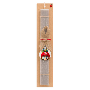Super mario head, Easter Set, wooden keychain & scented Easter candle flat (30cm) (GRAY)