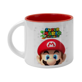 Super mario head, Κούπα κεραμική 400ml Λευκή/Κόκκινη