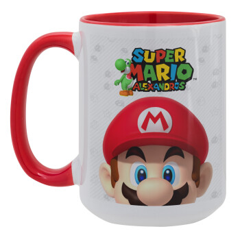 Super mario head, Κούπα Mega 15oz, κεραμική Κόκκινη, 450ml