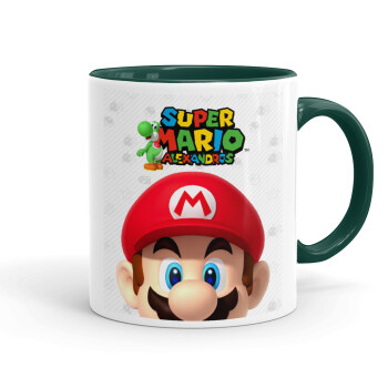 Super mario head, Mug colored green, ceramic, 330ml