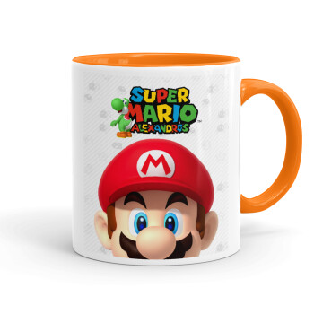Super mario head, Mug colored orange, ceramic, 330ml
